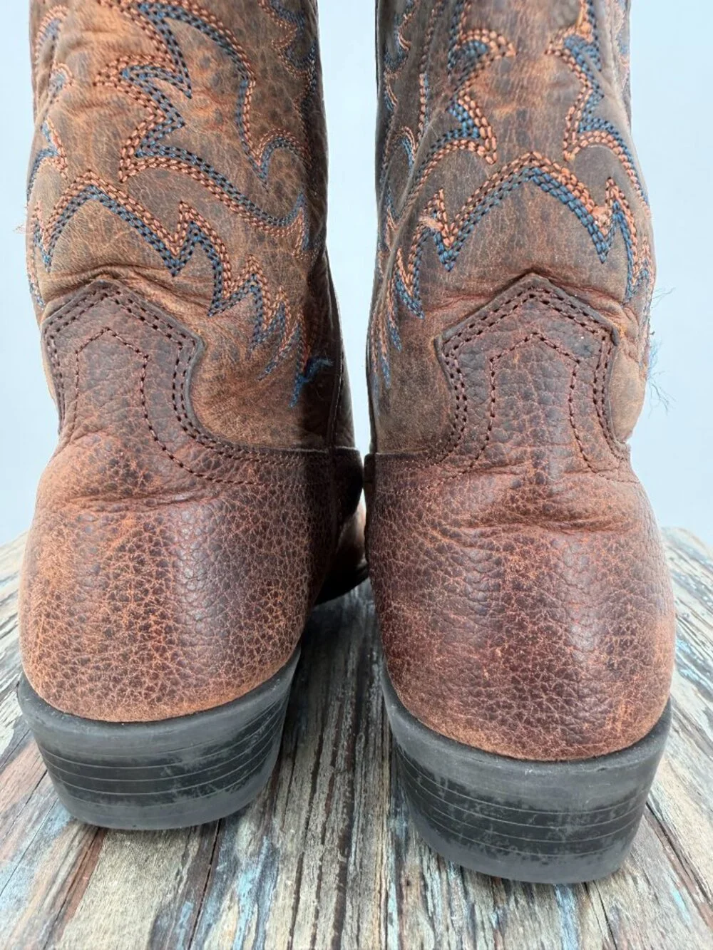 Ariat Youth Size 4 4LR Brown Leather Square Toe Western Cowboy Boots